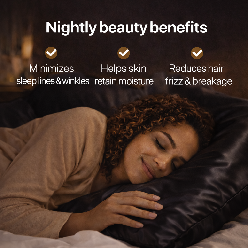 Premium 22-Momme Pure Silk Pillowcase | Black