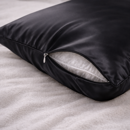 Premium 22-Momme Pure Silk Pillowcase | Black